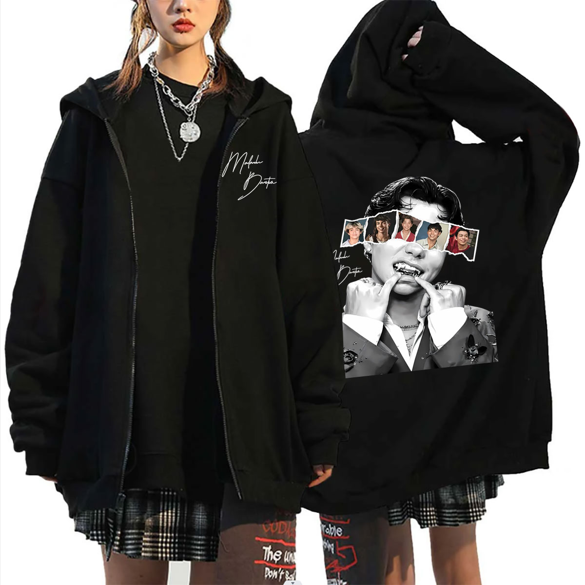 Mens Fashion Zip Up Hoodies - Malachi Barton Graphic Zipper Hoodie Men