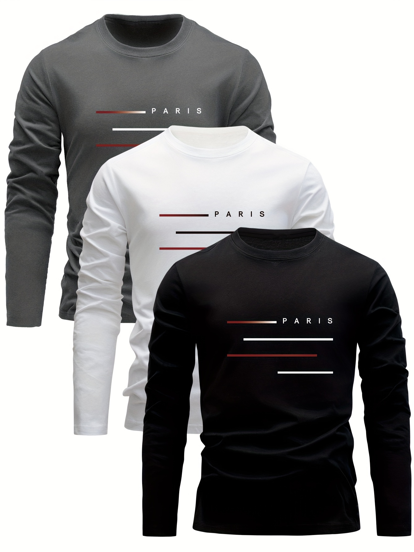 Men'S Fashion T Shirts - 100% Cotton Men's Long Sleeved Round
