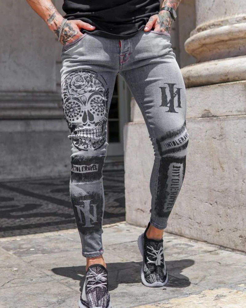 Men Jeans Fashion Slim Fit Pen - Men'S Fashion Grey Jeans review and price