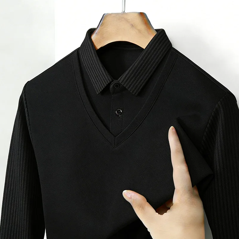 Men's Fake Two Piece Shirt Col - Mens Fashion Clothes review and price