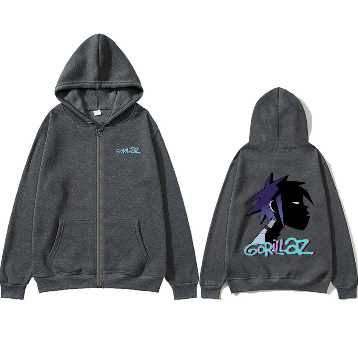 Rock Band Gorillaz Face Graphi - Mens Fashion Zip Up Hoodies review and price