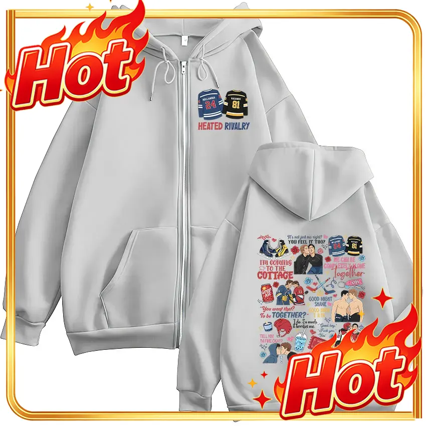 Heated Rivalry Print Zipper Ho - Mens Fashion Zip Up Hoodies review and price