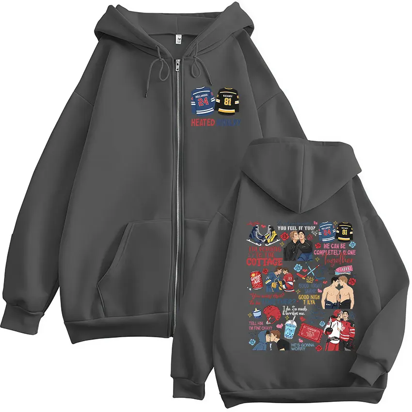 Heated Rivalry Print Zipper Ho - Mens Fashion Zip Up Hoodies review and price
