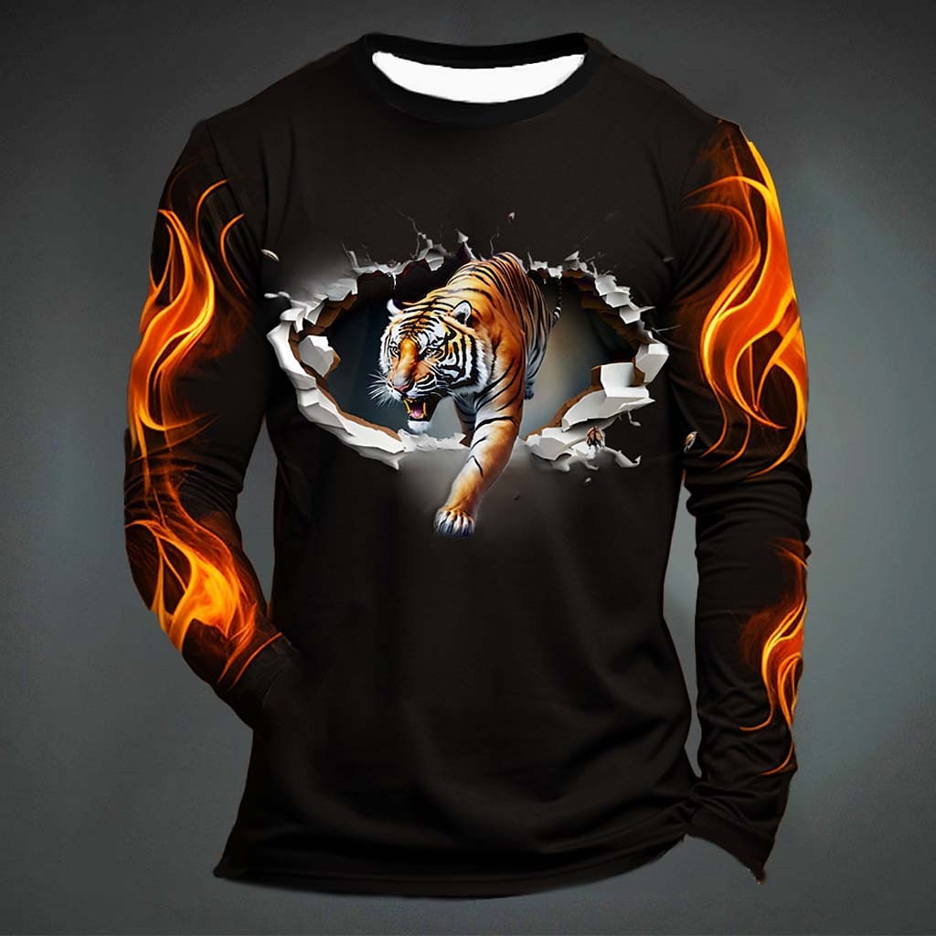 Funny Tiger Print T Shirt For  - Mens Fashion Clothes review and price
