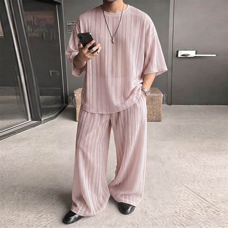 INCERUN Men's Sets Striped See - Mens Fashion Clothes review and price