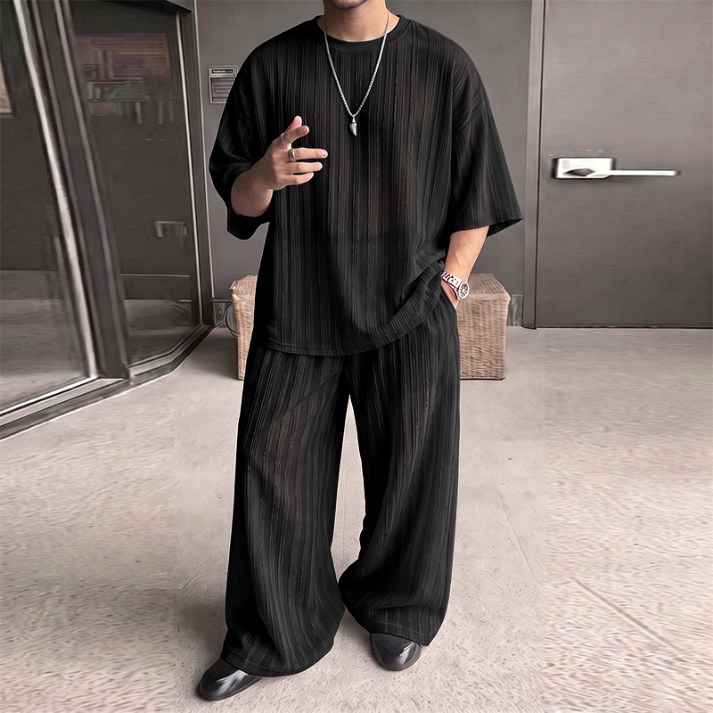 INCERUN Men's Sets Striped See - Mens Fashion Clothes review and price