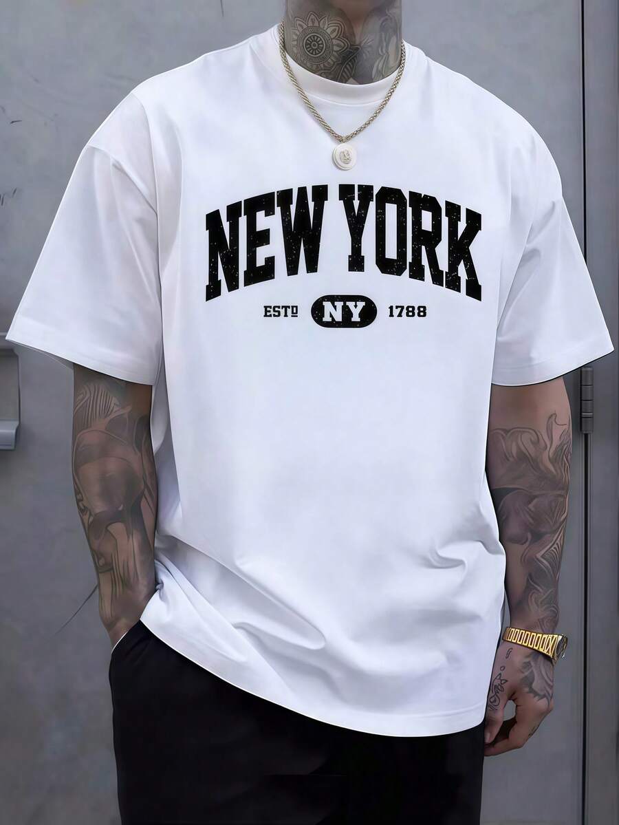 1pc Mens Clothes New York Lett - Men'S Fashion New York review and price